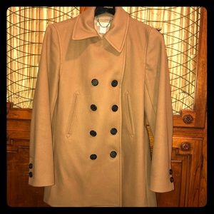 J. Crew double-breasted camel wool pea coat size M